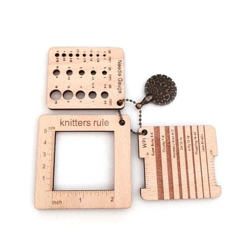 3 Pcs Wood Knitting Guage Rulers with Yarn Cutter 3 Style Square Knitting Tool Crochet Hook Knitting Needle Gauge Knitting Rule Sewing Rulers for Art Sewing Knitting Crafts
