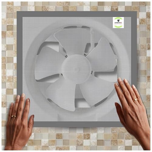 ARMORX Mosquito Net for Exhaust Fan, Bathroom, Kitchen & Ventilation Window | Pre Stitched Ready-to-Use | Blocks Mosquitoes Insects Lizards | Grey - 25x25 cm / 10x10 inch