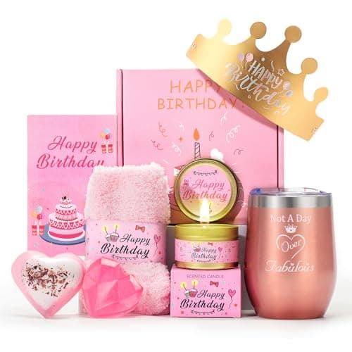 Birthday Gifts for Women Pink Gift Basket Friendship Gift Relaxing Set Best Friend Unique Gift Ideas for Women Gift Box for Sister Birthday Presents