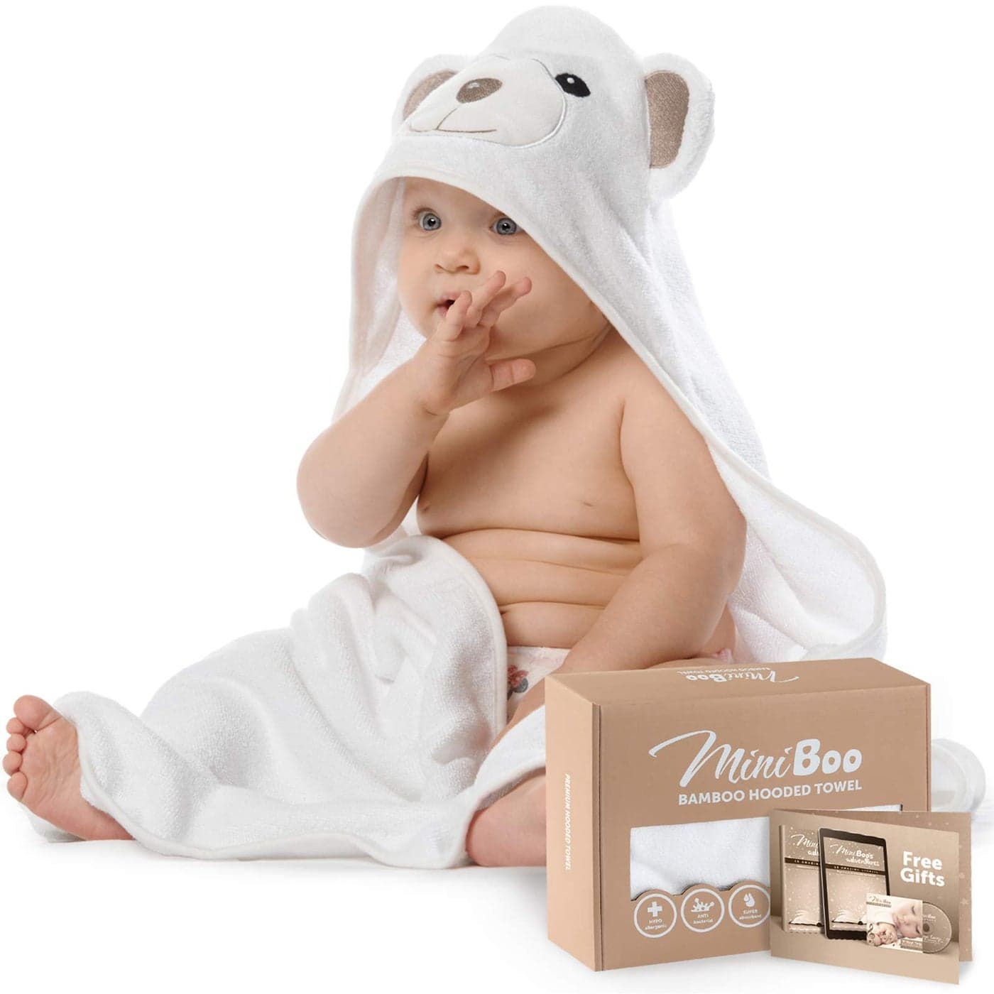 MINIBOO Hooded Baby Towels for Newborn Toddler Super Soft Baby Bath Towels with Hood Highly Absorbent Viscose Made from Bamboo Hooded Towel for Boys Girls Newborn Essentials