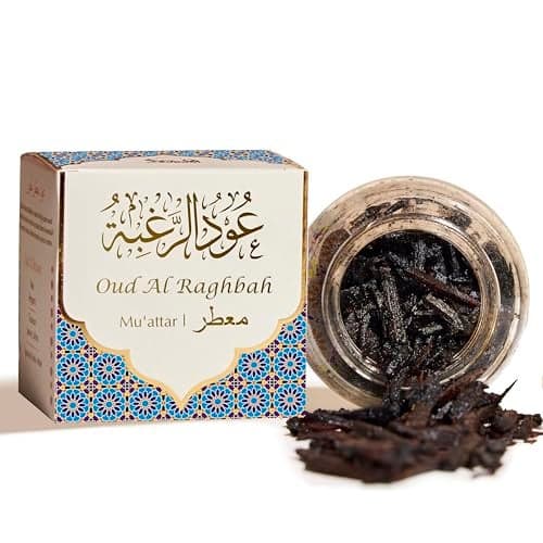 Oud Al Raghbah Muattar Bakhoor by Dukhni | 1 jar X 40 Grams | Arabic Bakhoor Incense | Aromatic Wood Chips | Zesty Woody Oud Blend | Perfect for Prayer Time | Ramadan & Eid Gifts