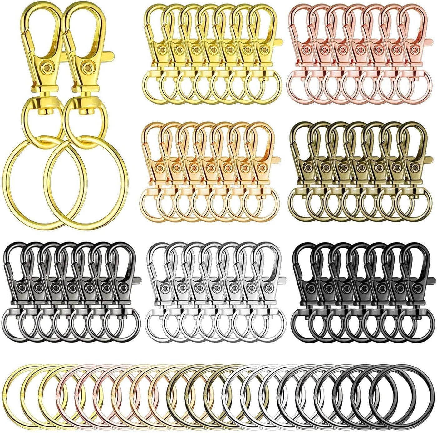 DIY Crafts Pack Of 5 Pcs, KC Gold, Swivel Clasps Set Lanyard Snap Hooks Key Rings, Metal Lanyard Keychain Hooks Key Chain Clip Hooks Lobster Claw Clasps Jewelry 5 (Pack Of 5 Pcs, KC Gold)
