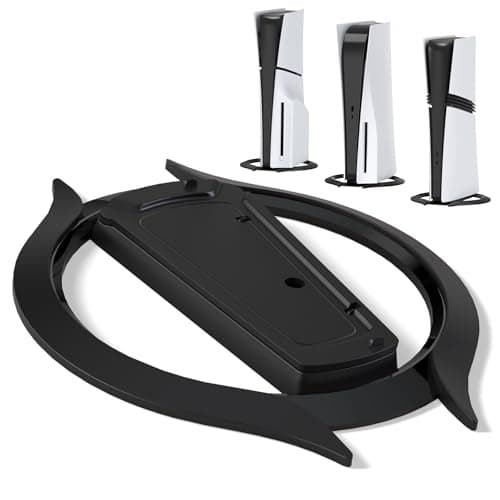 PlayVital Vertical Stand for ps5/Slim/Pro/Standard Console Disc & Digital, Space-Saving Holder Base Accessories for ps5/Pro/Slim with Anti-Slip Pads, Enhanced Stability - Black