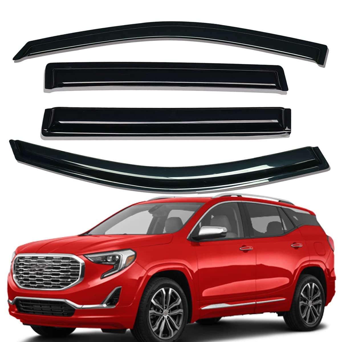 Lightronic Extra Durable OutsideMount Auto Vent Window Visor Fits 20182024 GMC Terrain UV Protection Rain Guard Original Wind Deflector NoDrill Easy Install Dark Smoke 4Pcs