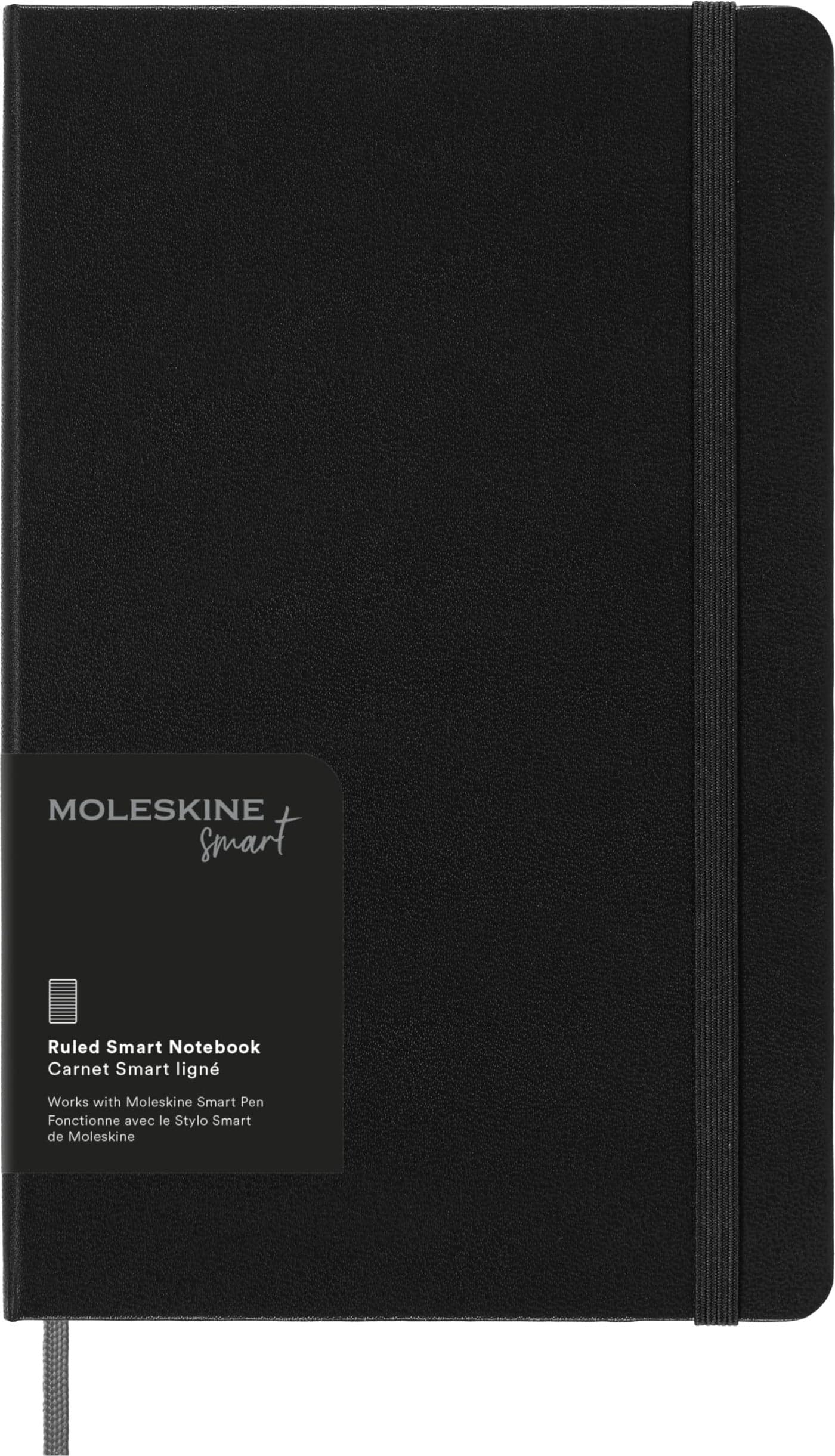 Moleskine Hard Cover Smart Notebook, Ruled/Lined, Large (5 x 8.25) Black