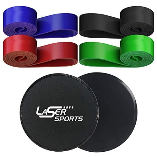 Laser Sports DualSided Exercise Sliding Discs with 4 Resistance Bands Storage Bag Core Sliders for Ab Workouts Strength Training Home Gym Fitness Physical Therapy LowImpact Exercise