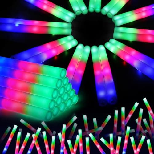SHQDD 210 PCS Foam Glow Sticks with 3 Modes Colorful Flashing Glow in Dark Party Supplies Bulk for Wedding Raves Concert Halloween 4th of July