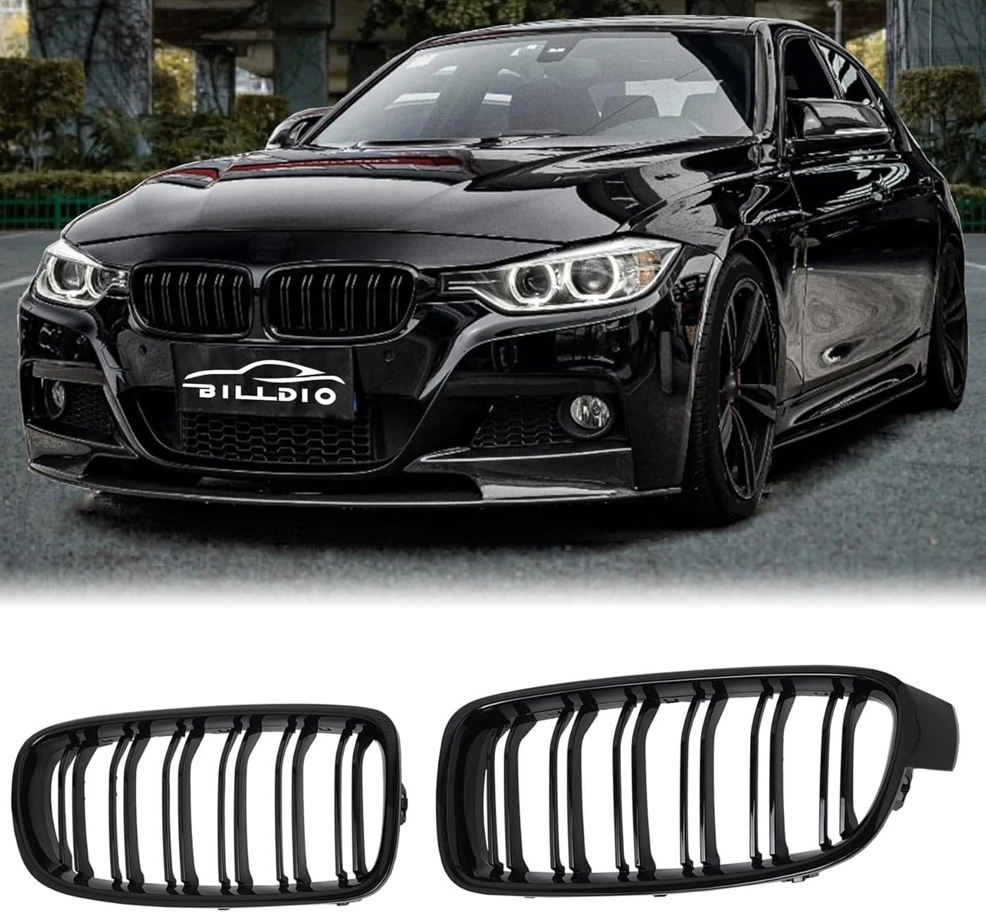 BILLDIO F30 Black Kidney Grille - Double Slats for 2012-2018 BMW 3 Series F30 F31