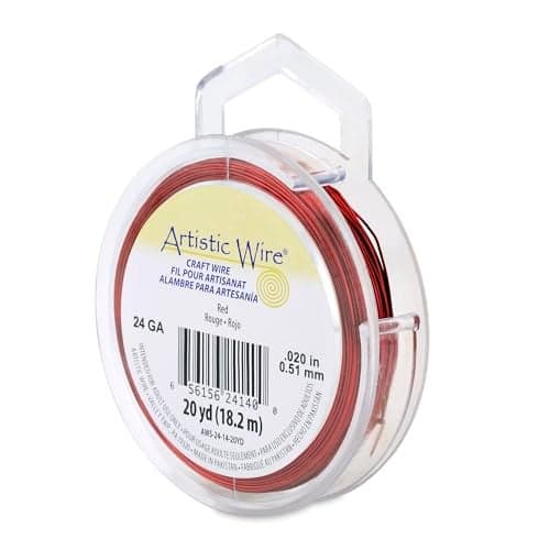 Artistic Wire, 24 Gauge Tarnish Resistant Colored Copper Craft Wire, Red, 20 yd