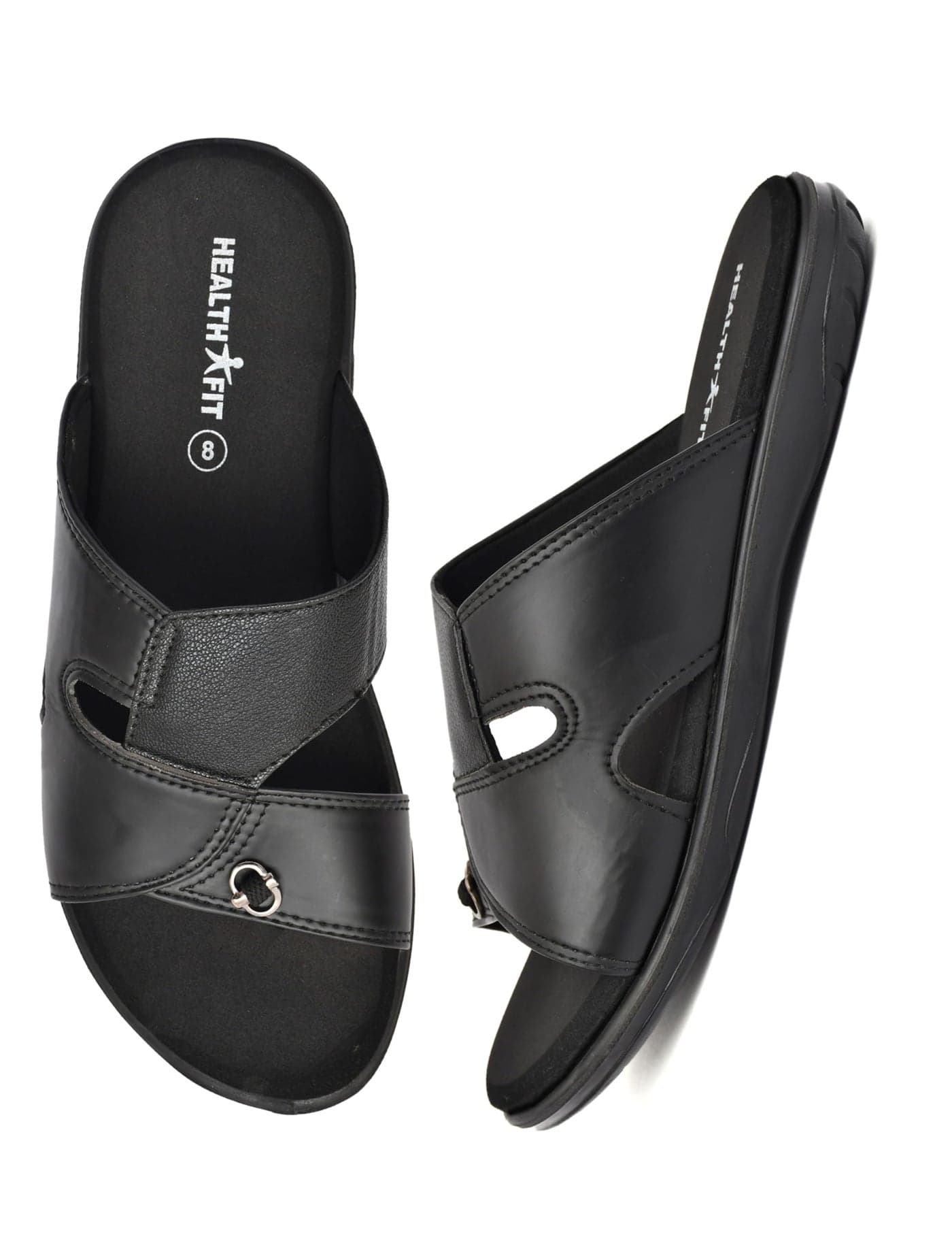 HEALTH FIT Men's Extra Soft Diabetic & Orthopedic Slippers/Doctor Chappal & Foortwear With Memory Foam - Black - 6 Uk