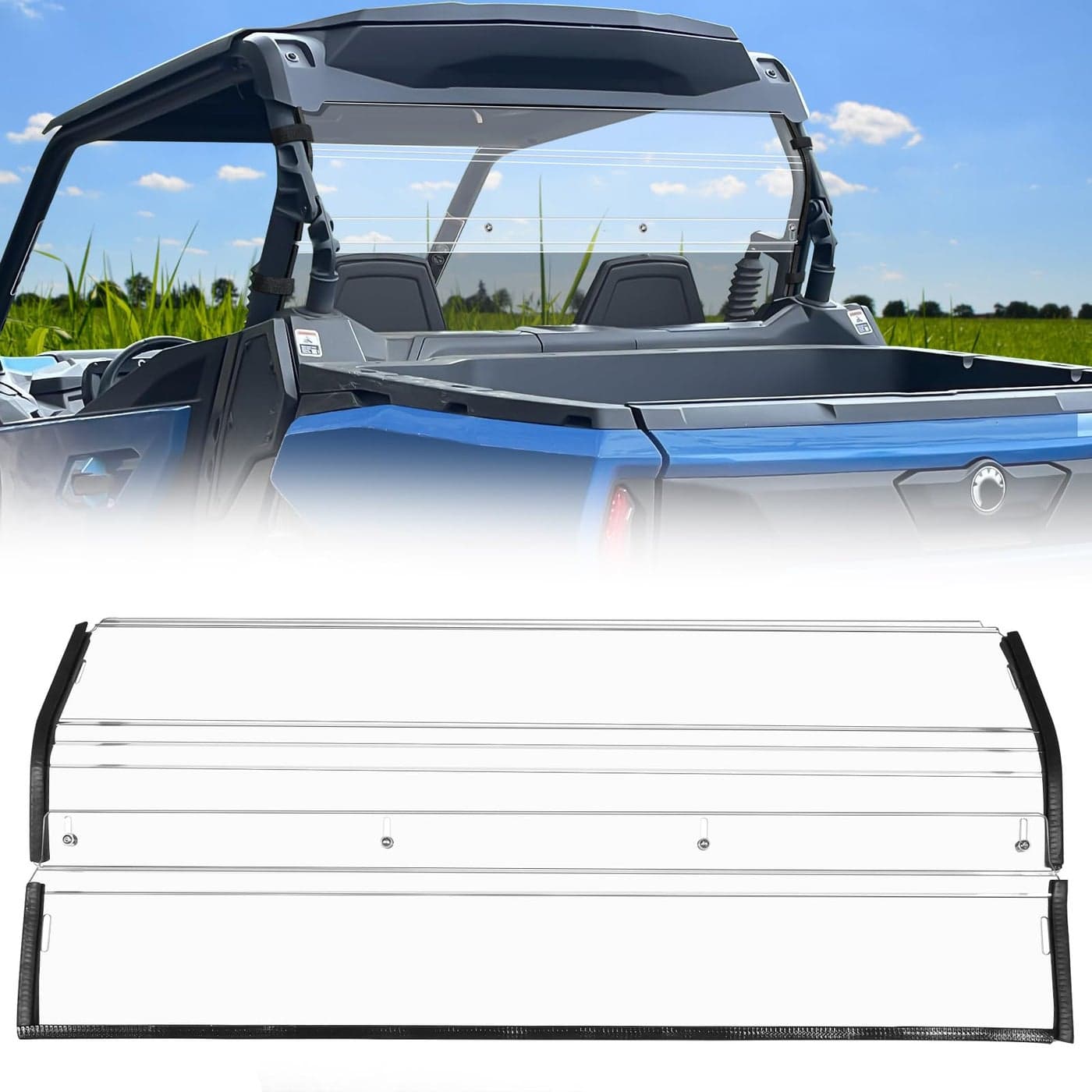 StarknightMT 2021 Commander Rear Windshield Back Window Compatible with 2021 2022 2023 2024 2025 Can Am Commander Commander Max 700 1000R Heavy Duty Clear