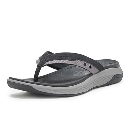Skechers Men's Silva-Falco Thong Sandal, Blk, 12