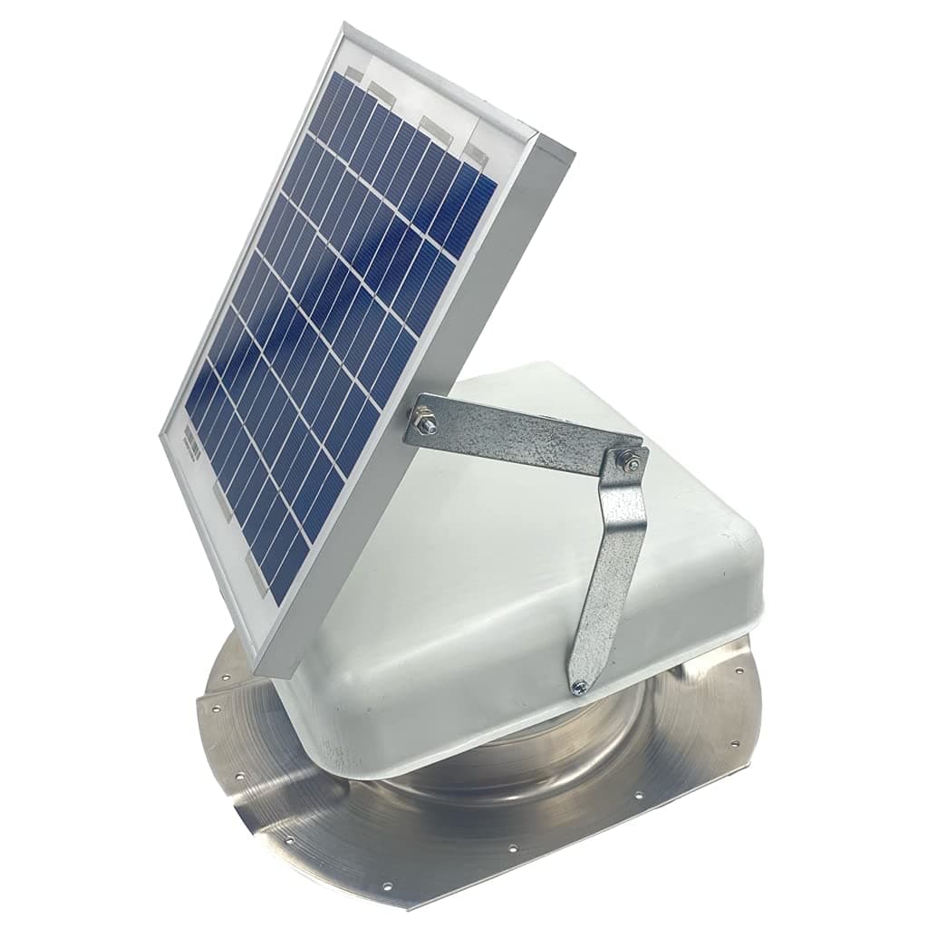 Solar Mega RoofBlaster Adjustable for 35 ribbed Conex Shipping Containers White Solar Roof Vent Solar Roof Fan Exhaust Fan for shipping containers Get rid of hot air with the suns power