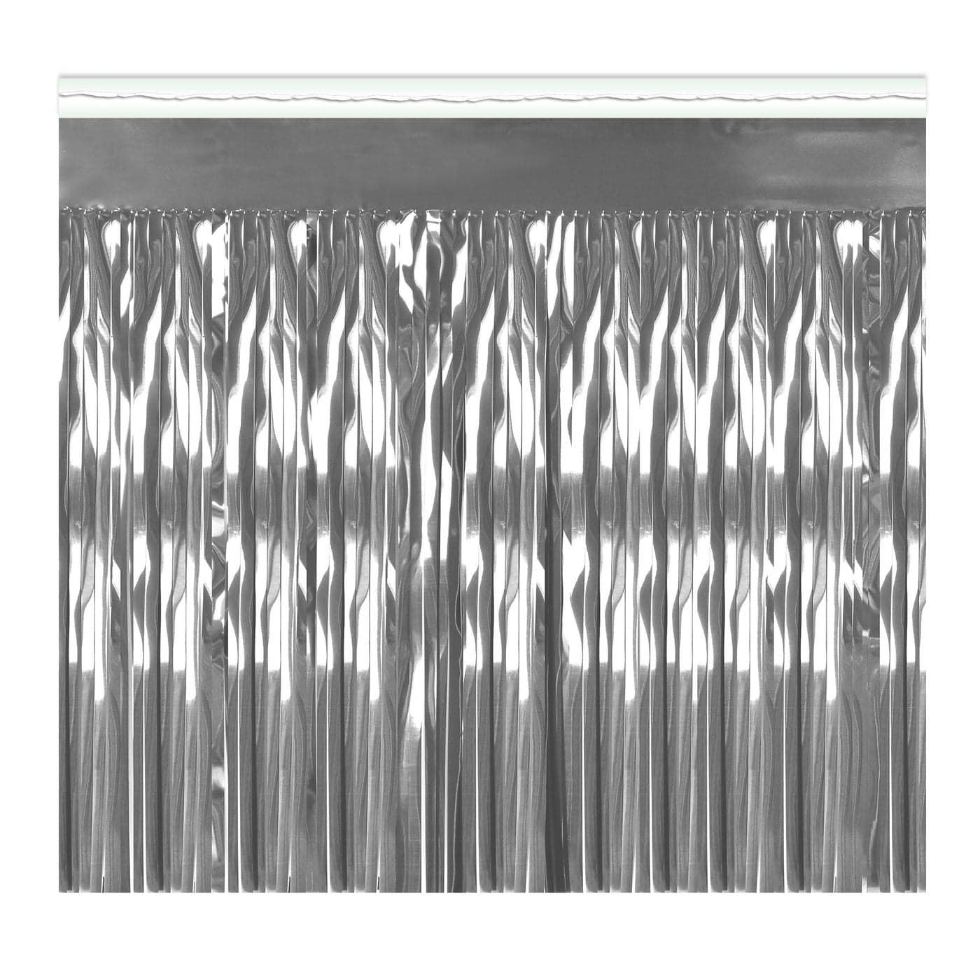 2Ply FR Metallic Fringe Drape silver Party Accessory 1 count