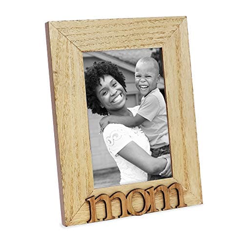 Isaac Jacobs Natural Wood Sentiments Mom Picture Frame, 4x6 inch, Photo Gift for Mother, Family, Display on Tabletop, Desk (Natural)