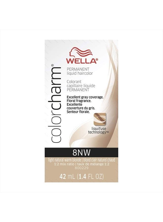 WELLA colorcharm Permanent Liquid Hair Color for Gray Coverage, 008NW Light Natural Warm Blonde