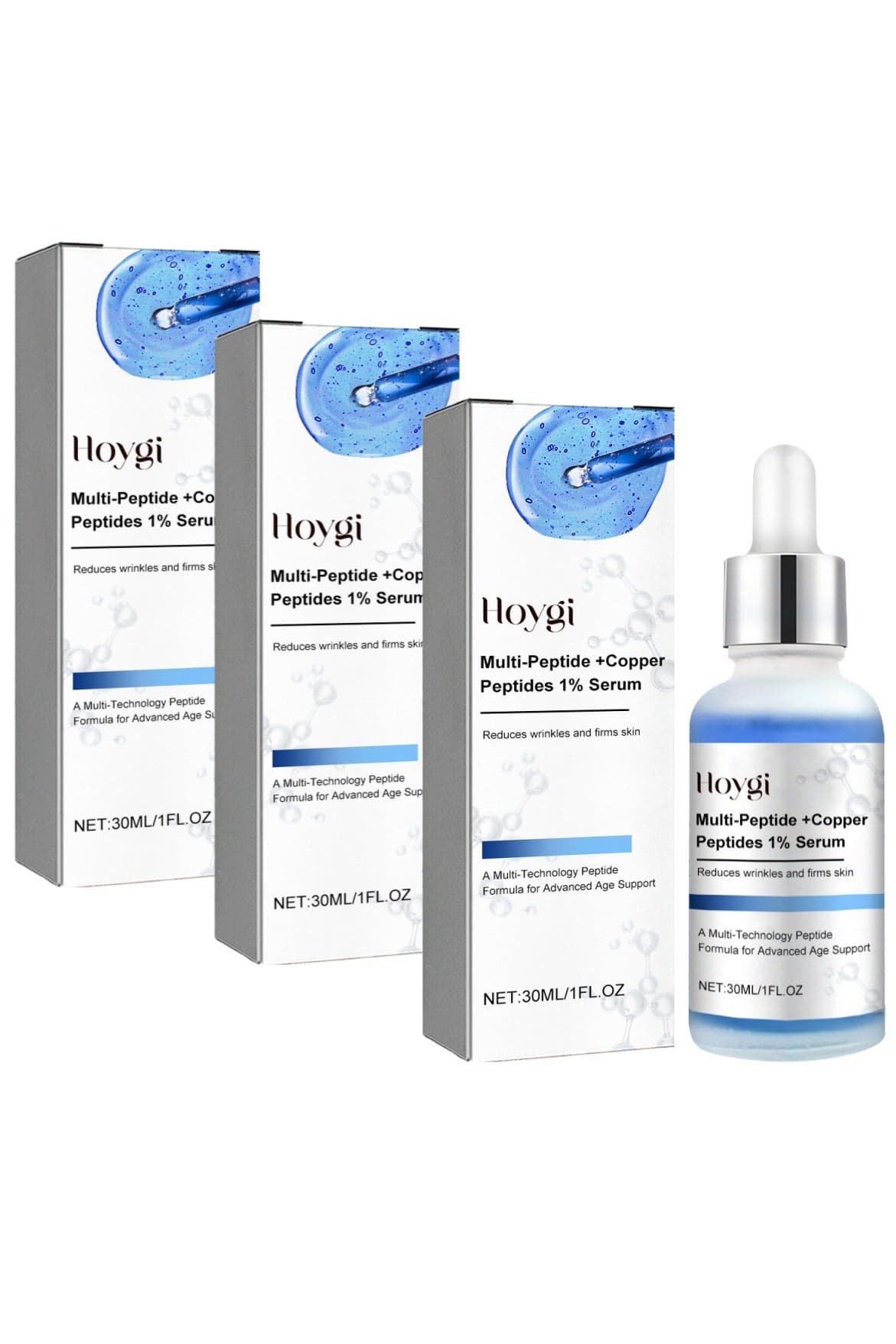 3-Pack Peptide Serum 30ml, Reduces Wrinkles, Smooth Fine Line, Enhances Skin Elasticity and Anti Aging Treatment for All Skin Types