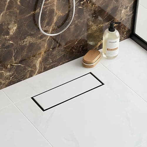LIPKA 12 x 5 Inches Rectangle Invisible Tile Insert Shower Drain Channel | Waste Water Floor Drain for 13mm Tile | 304 Stainless Steel Floor Drain for Bathroom Balcony with Cockroach Trap & Side Hole