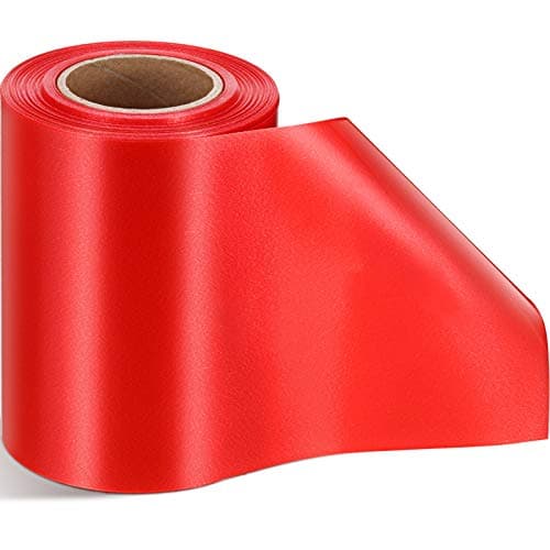Syhood Outdoor Leaf Ribbon Floral Satin Ribbon for Crafts Aspidistra Waterproof Holiday Outdoor Decoration4 Inch X 30 YardsRed