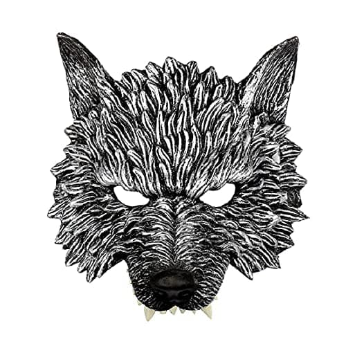 KIHOARL Wolf Mask Halloween Half Face Werewolf Animal Masquerade Props for Cosplay Costume