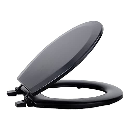 Standard Wood Toilet Seat Black 17 Inch Fits All Standard Size Fixtures Easy to Install Fantasia by Achim Home Decor