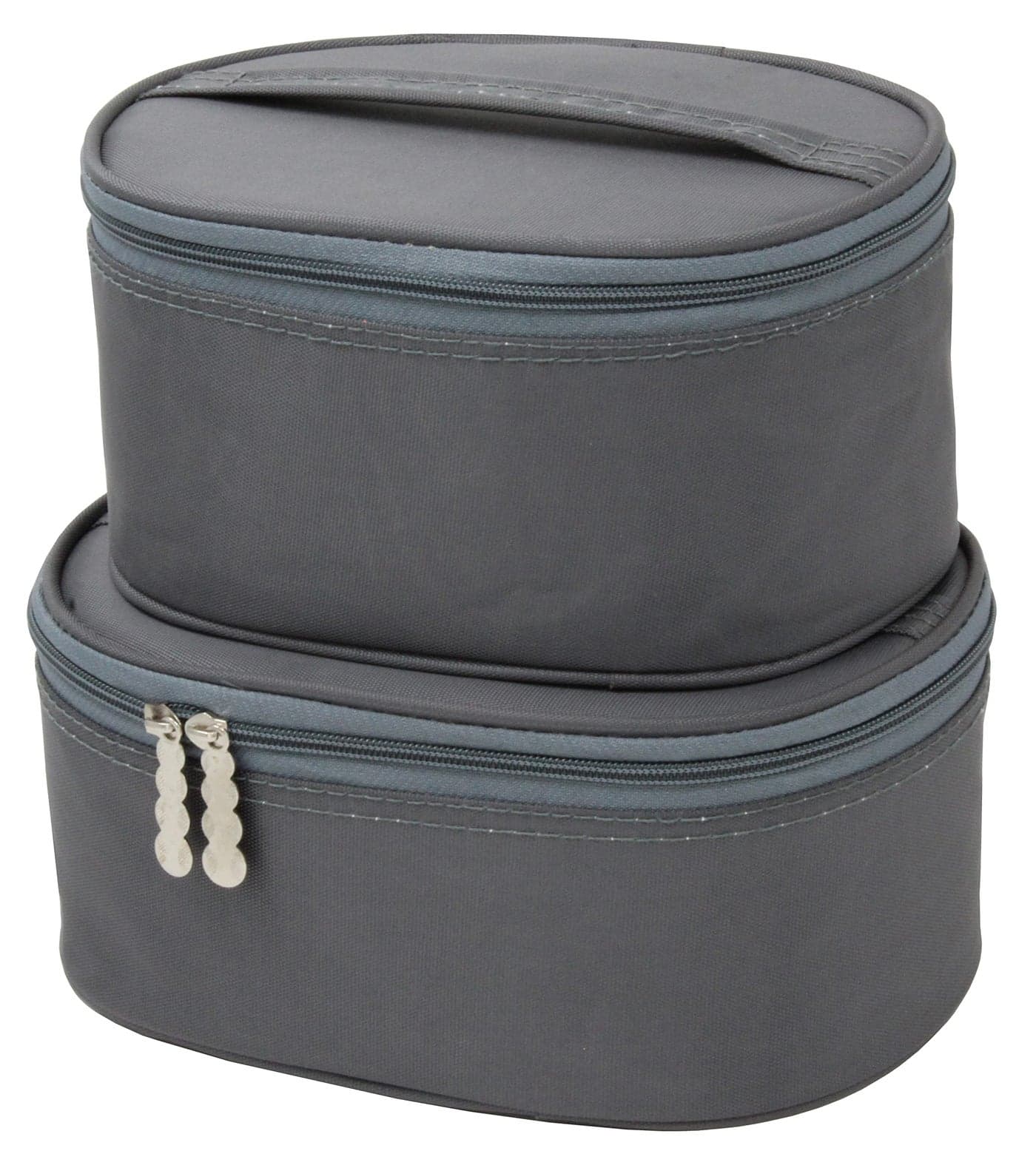 atorakushon Fabric Makeup Wardrobe Jewellery Organiser Pouch kit Locker for Women Necklace Cosmetic Storage Box Travel Vanity Case Set of 2 Grey