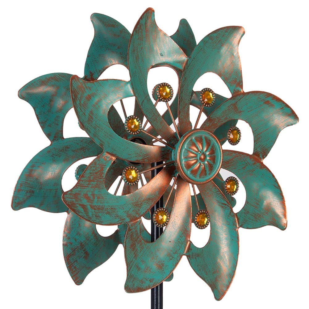 VEWOGARDEN Garden Decor Wind Spinners Small Waterproof Metal Pinwheels Wind Spinner for Yard and Garden 37 10inches Double Blade