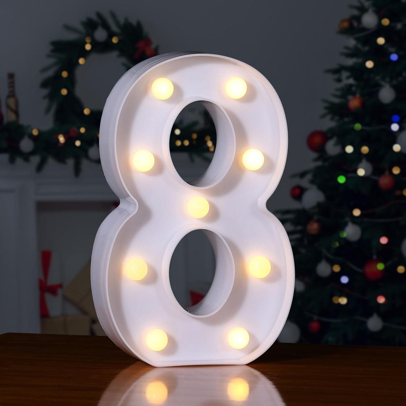 Foaky Decorative Led Marquee Light Up Number Marquee Light Up Number Sign for Night Light Wedding Birthday Party Christmas Home Bar Decoration Number8