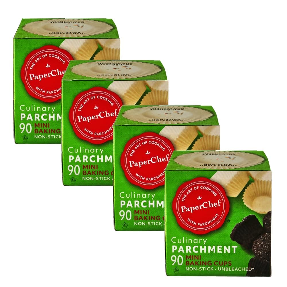 PaperChef Mini Parchment Baking Cups Easy Release NonStick Paper 90 Count 4 Pack