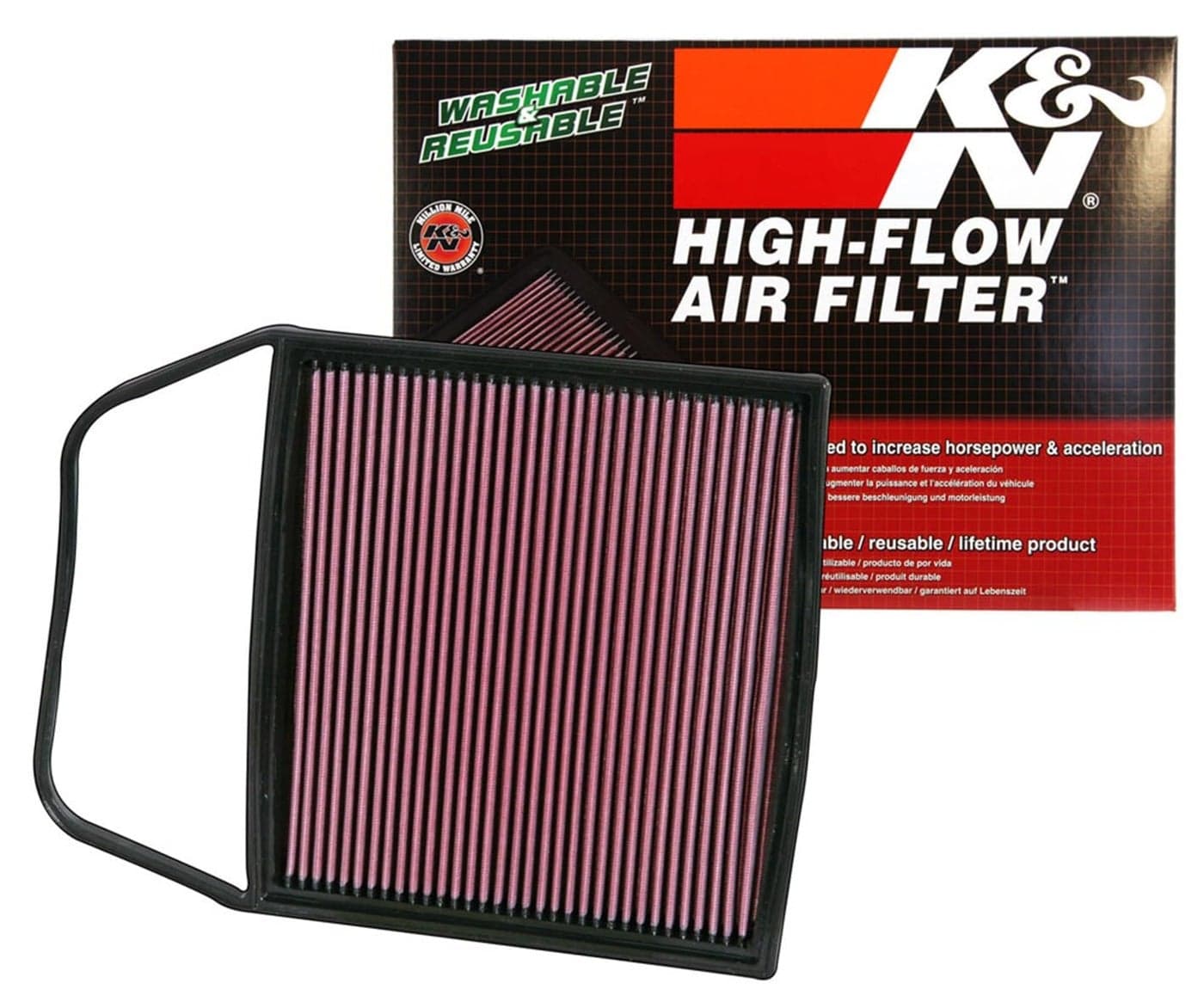 K&N High-Flow Original Lifetime Engine Air Filter: Increase Power & Acceleration, Washable, Premium, Replacement Car Air Filter: Compatible with 2006-2017 BMW (Z4, 135i & other select models) 33-2367