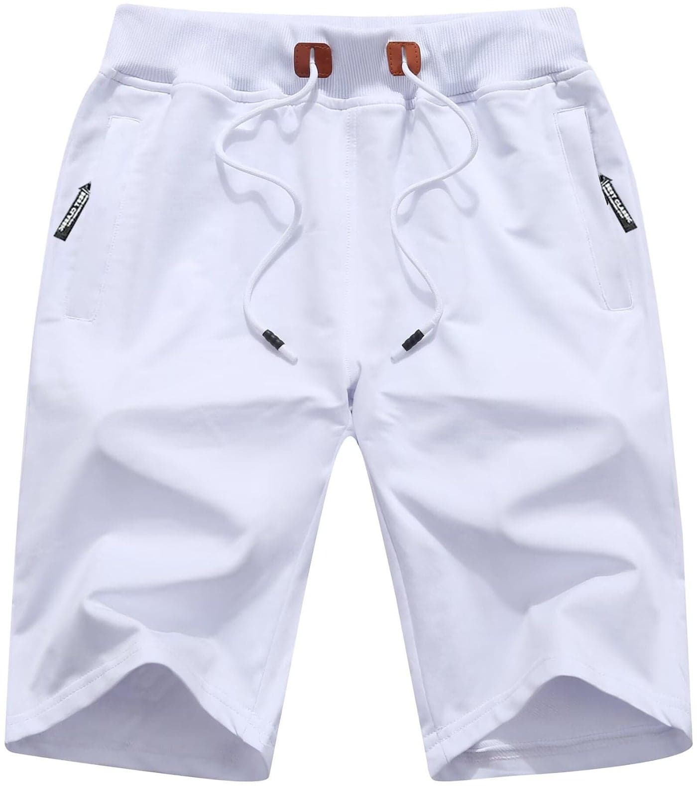 QPNGRP Mens Shorts Casual Drawstring Zipper Pockets Elastic Waist White 36