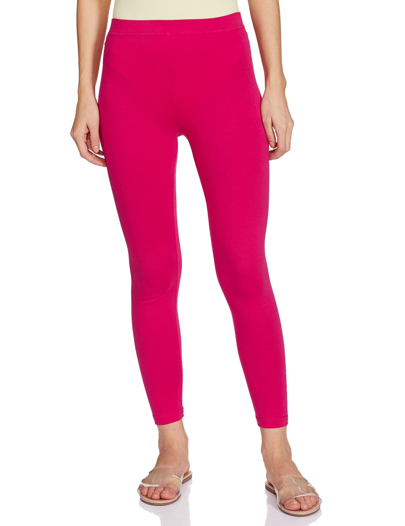 Max Women's Solid Ankle-Length Mid Rise Leggings (Noosal21Fufuchsia)_Xs-Regular Fit