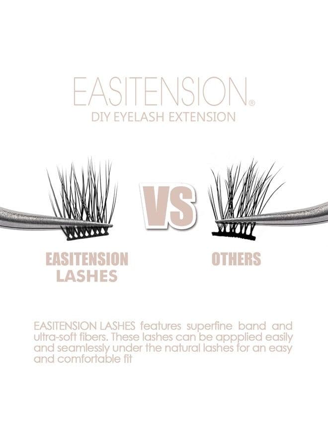DIY Eyelash Extension, 3D Effect Glue Bonded Individual Lash 12 Clusters Volume Lashes Set, Home Eyelash Extension, C curl Lashes Pack (10MM)