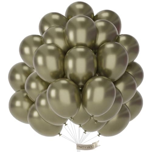 PartyWoo Metallic Green Balloons 50pcs 12 Inch Metallic Sage Olive Green Boho Neutral Balloons for Graduation Wedding Engagement Baby Shower Woodland Jungle Birthday Party Decorations GreenG126