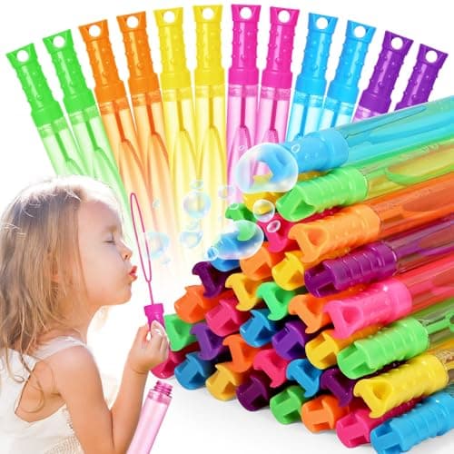 Bubble Wand 72 Pcs Bubble Wands Bulk in 6 Colors Bubble Party Favors for Kids Summer Toys Indoor Outdoor Activity Themed Birthday Wedding for Girls Boys