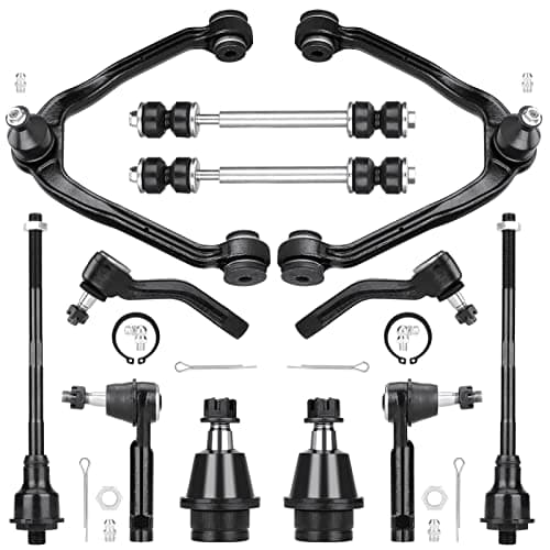 12PCS Front Upper Control Arms w/Ball Joints K80826 K80942 for Escalade Chevy Silverado Suburban Tahoe GMC Sierra Yukon, Sway Bar Tie Rods Idler Pitman Arm Suspension Kit K6541 K80631