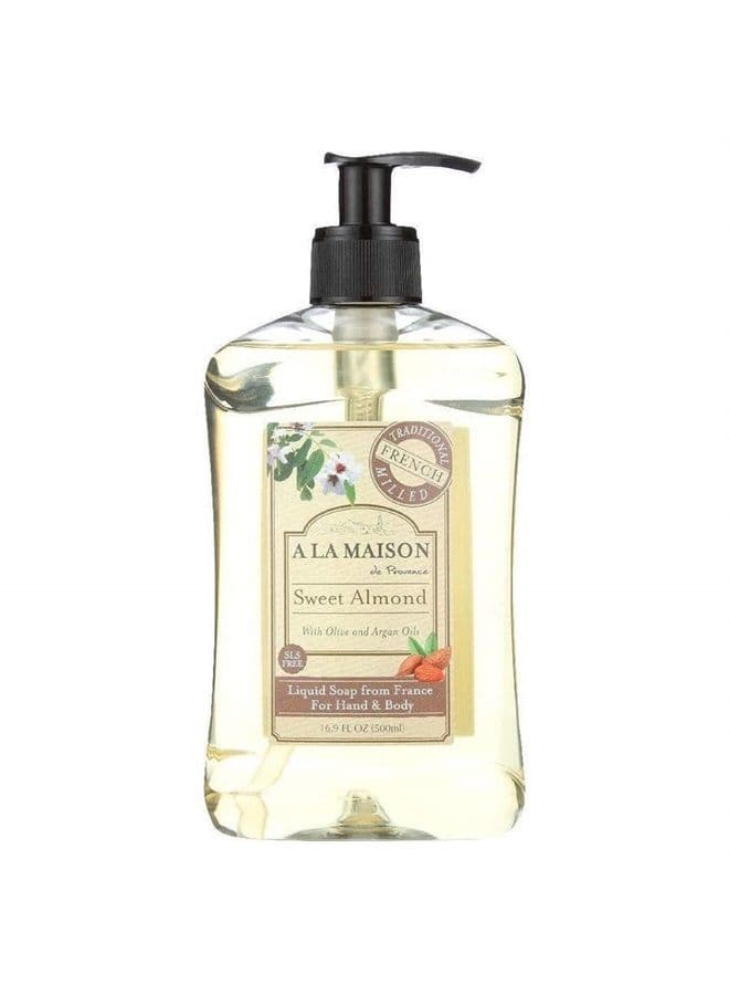 Sweet Almond Liquid Hand Soap - Triple French Milled Natural Moisturizing Soap (2 Pack, 16.9 oz Bottle)