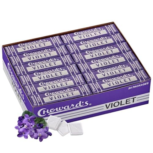 Chowards Violet Mints Candy Bold Aromatic Flavor Perfect for Snacks in Lunchboxes Travel Sharing and Gifting Nostalgic Vintage Candy Pack of 24 15 Mints Per Package 24 Packages Per Box