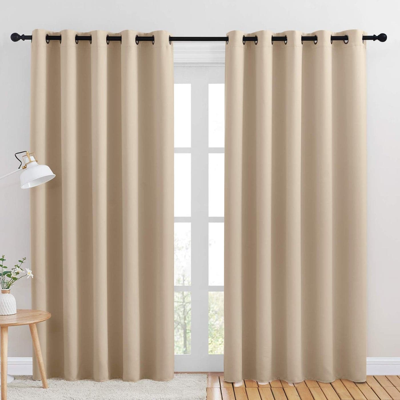 NICETOWN Room Darkening Window Curtain Panels Thermal Insulated Grommet Room Darkening Curtains for Bedroom Biscotti Beige 2 Panels W70 x L84 inch