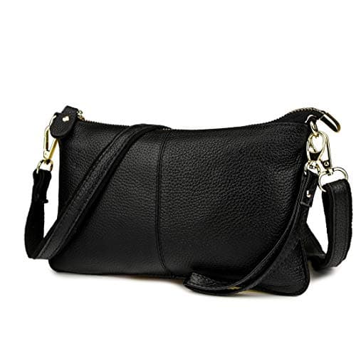Artwell Genuine Leather Clutch Wallet For Women Wristlet Envelop Crossbody Purse Card Shoulder Bag (Black)