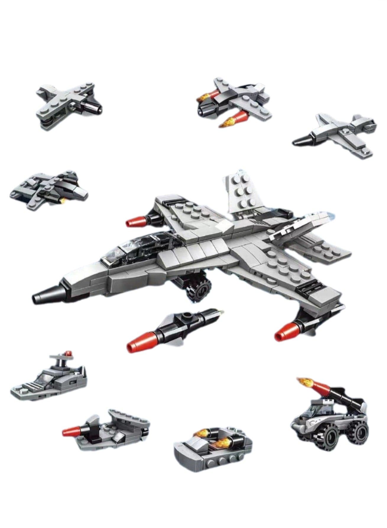 Children's Compatible Small Particle Educational Assembly Toy Building Block Set(8 In 1 Space Fighter)