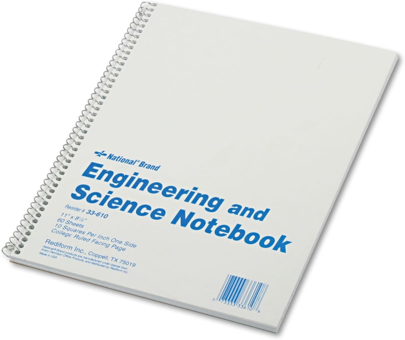 National Engineering and Science Notebook Quadrille Rule 10 sqin White Cover 60 11 x 85 Sheets