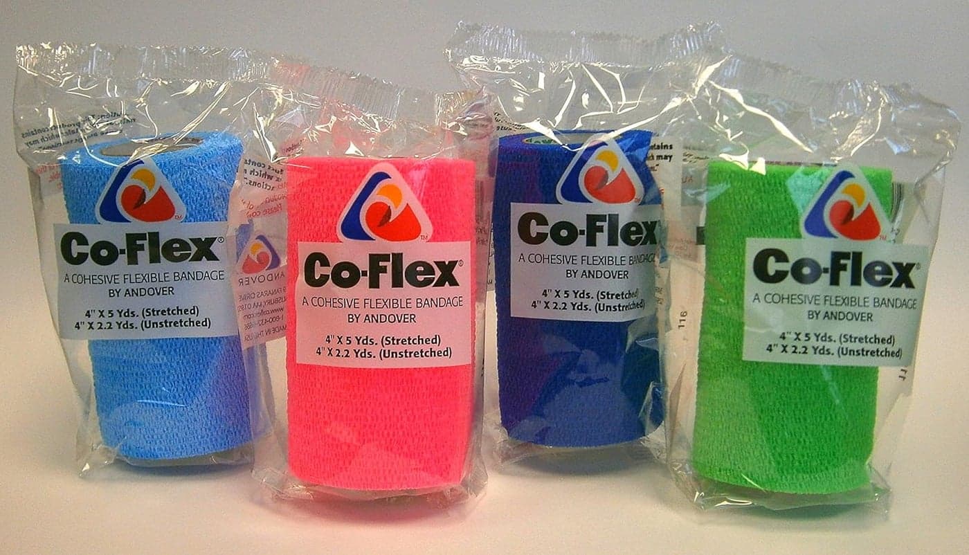 CoFlex 4 Inch Cohesive Flexible Bandage 4 x 5 yards Pack of 4 Rolls Assorted Colors