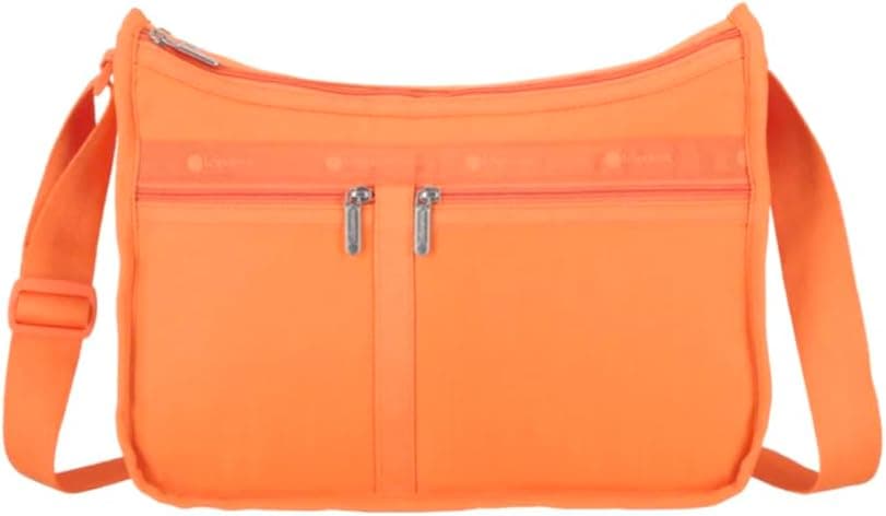 LeSportsac Tangerine Deluxe Everyday Crossbody Bag + Cosmetic Bag, Style 7507/Color R119, Uplifting & Vibrant Juicy Orange, Zesty New Neutral Evokes Joy, Positivity & Friendship, Luminous Citrus Shade