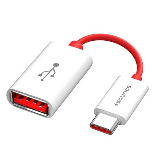 Sounce USB 3.0 to Type-C OTG Cable Male-Female Adapter Compatible with All C Type Supported Mobile Smartphone and Other Devices (White & Red)