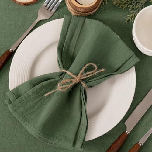 Socomi Cloth Napkins Green Summer Washable Reusable Bulk Linen Cotton Napkins Set of 20 17x17 for Wedding Party Bridal Baby Shower Birthday Dining Table Decorations