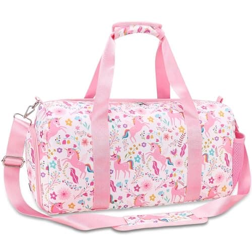 Gym Travel Duffle Bag for Girls Gymnastics Sports Dance Bag with Shoe Compartment Wet Pocket Panda Kids Travel Bag Teens Weekender Sleepover Carry On Bag