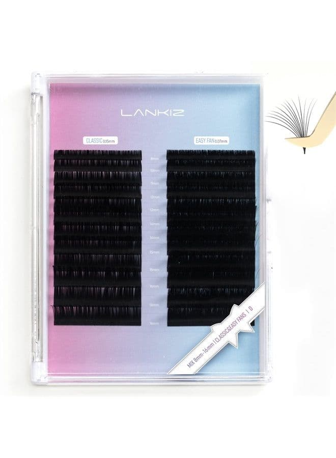 LANKIZ Eyelash Extensions Individual Lashes 0.15mm C Curl 8-15mm Mink Eyelash Extension Supplies Classic Lash Extensions Professional