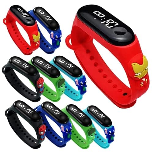 Party Propz Return Gifts for Birthday - 10 Pcs, Birthday Return Gift for Kids | Led Watch for Kids | Return Gift for Kids Age 6-10 | Led Watch | Superhero Watch