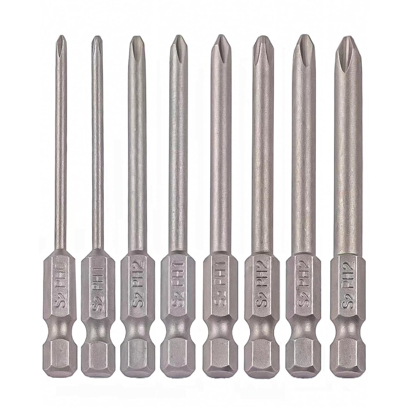 VESTTIO Phillips Cross slot Screwdriver Bit Set 8PCS 14 Inch Hex Shank 3 Inch75 mm Length S2 Steel with Magnetic for Power Screwdriver Impact Drill